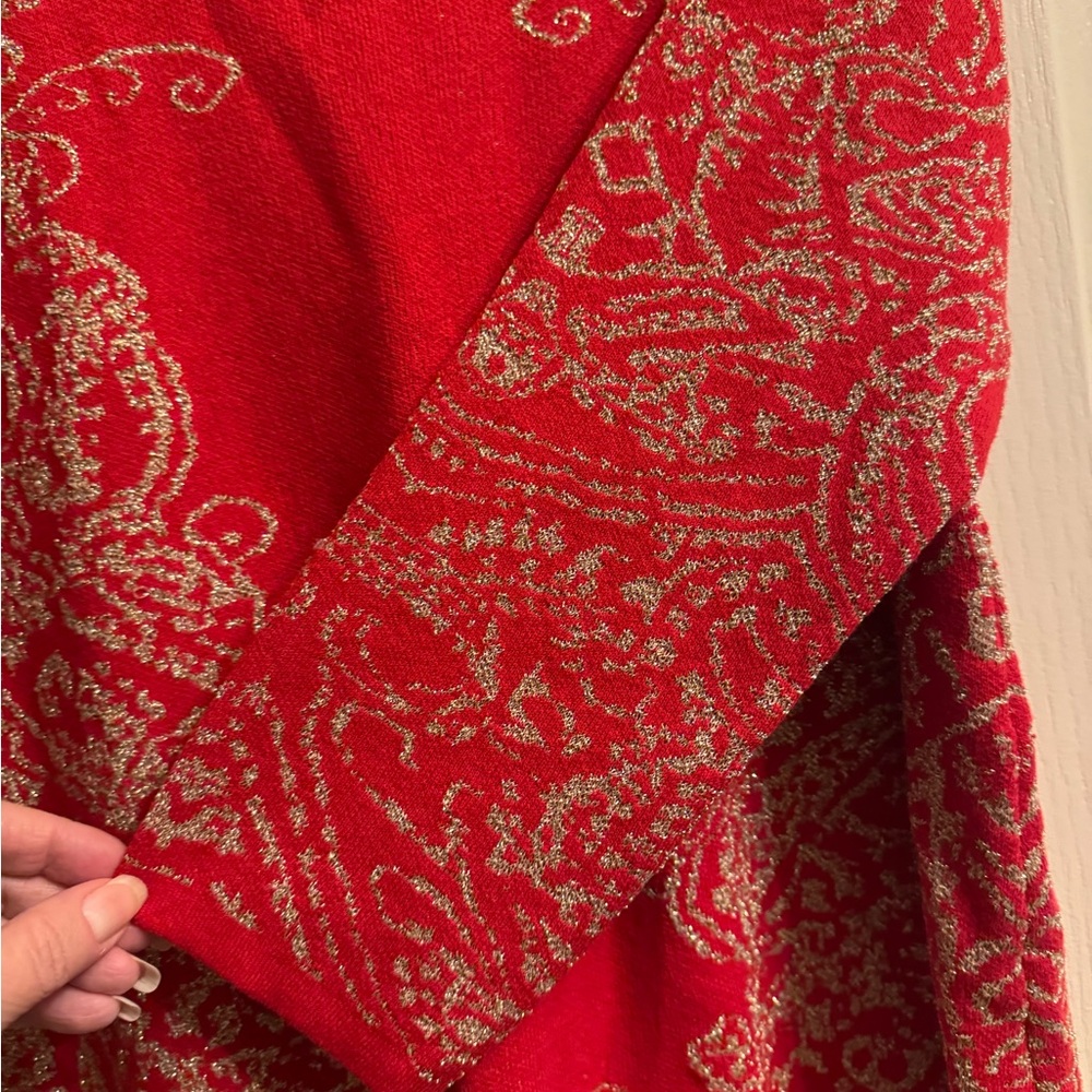 Ruby Rd. Red and Silver Patterned Tunic Sweater - Picture 10 of 13